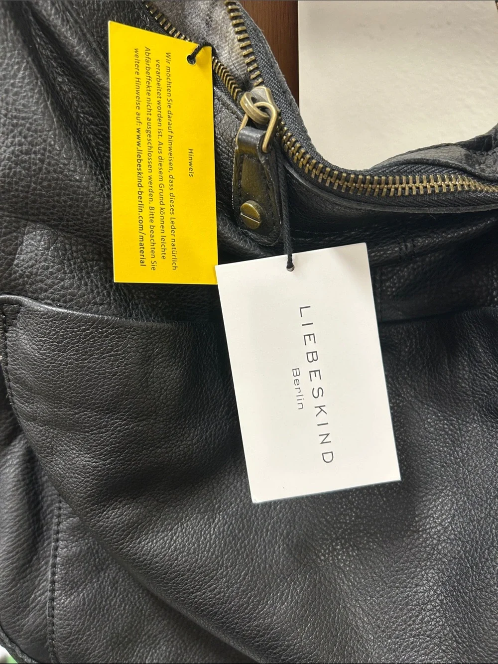 Liebeskind Black Leather Hobo with Brass Hardware Whimsigoth, dark fairy,Grunge